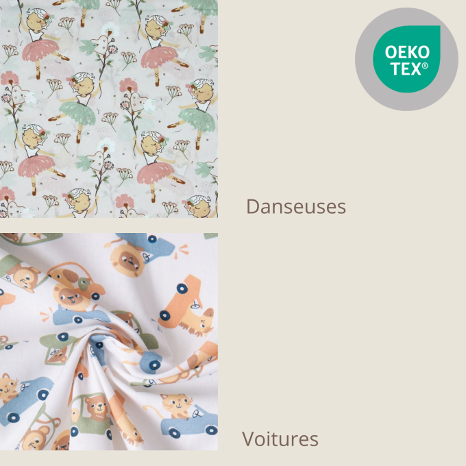 Pochette à langer prénom coton animaux/personnages