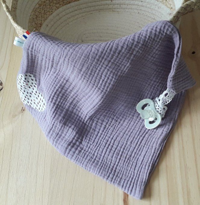 Attache-tétine lange, doudou en double gaze pour filles