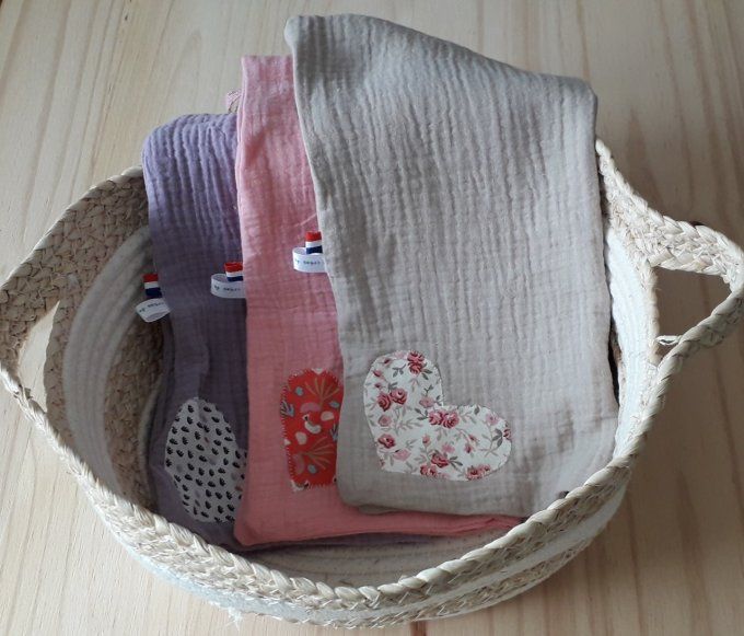 Attache-tétine lange, doudou en double gaze pour filles