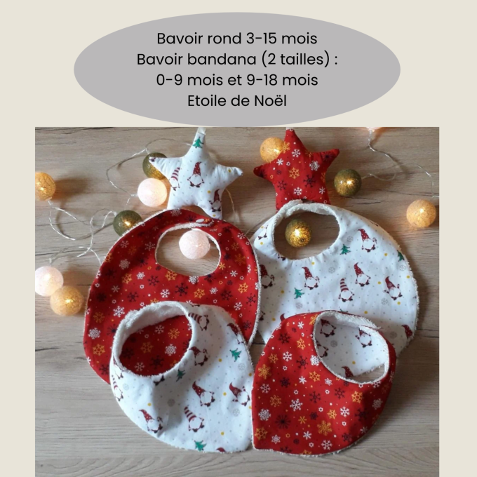 Bavoir de Noël, bavoir bandana et étoile de Noël