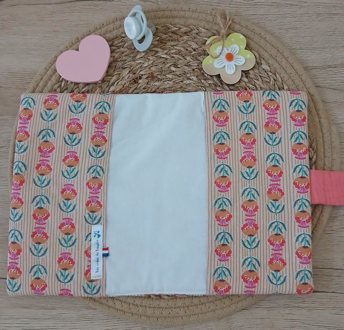 Protège carnet de santé Fleur rose ou Rayure