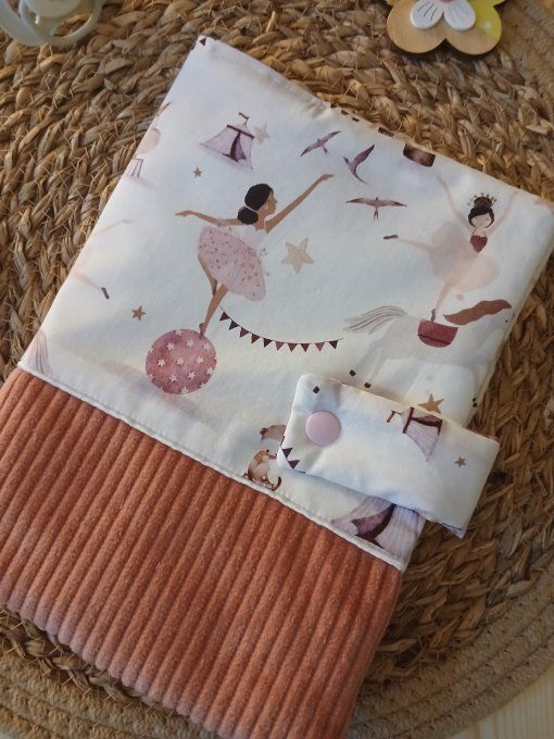 Protège carnet de santé en coton imprimé et velours (plusieurs coloris)