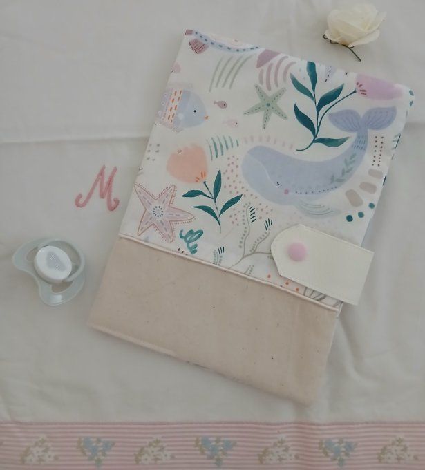 Protège carnet de santé motifs animaux marins