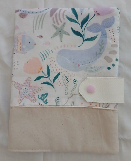 Protège carnet de santé motifs animaux marins