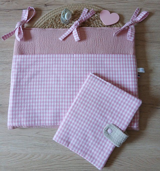 Range doudou personnalisé en vichy rose