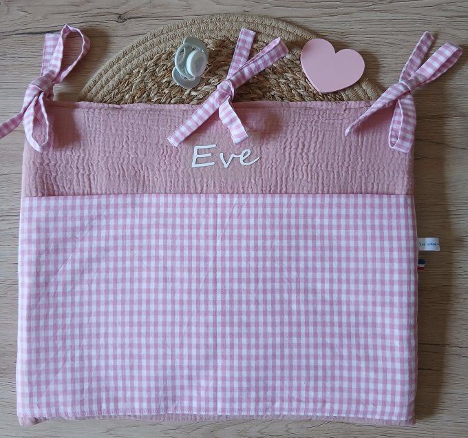 Range doudou personnalisé en vichy rose
