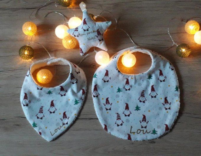 Bavoir de Noël, Bandana de Noël, Etoile de Noël