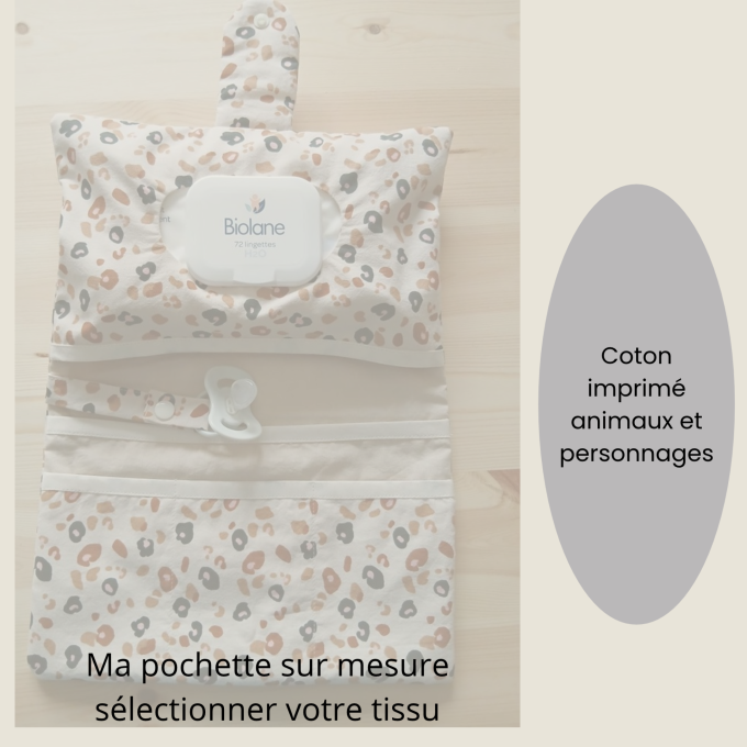 Pochette à langer prénom coton animaux/personnages